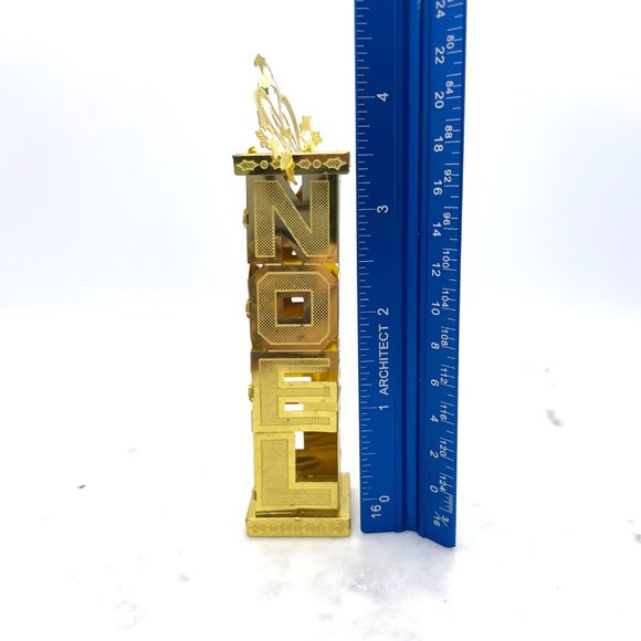 1980s Kitsch Ornament "Noel" Gold Tone Metal 3-Dimensional Christmas - Picture 8 of 12